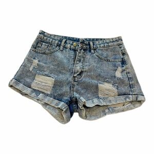 Shein women’s XSmall Distressed Denim Shorts High Rise summer Y2K